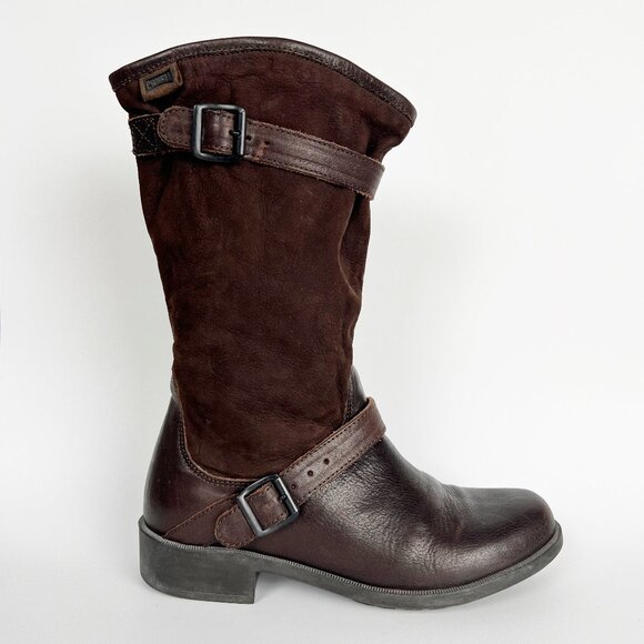 Camper Leather Suede Moto Western Winter Tall Boots Boho Slouchy Relaxed Field - Picture 4 of 10